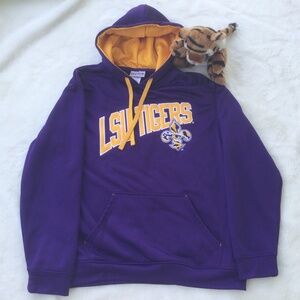 Men’s Section 101 Majestic LSU Purple & purple and gold with hoodie, size medium